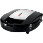 SANDWICH MAKER-2 SLICE-BLACK/SILVER REMOVABLE NONSTICK PLATES AUTOMATIC THERMOSTAT CONTROL